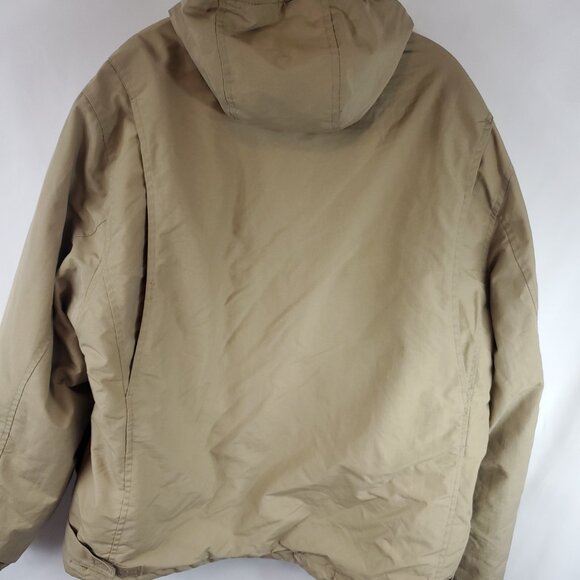 Dockers Tan Khaki Fleece Interior Hooded Lng Slv Zipper Closure Mens Jacket XL - Picture 11 of 16
